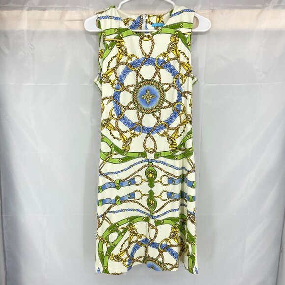 J McLaughlin Women S Althea Dress Chain Rope Medallion Catalina Cloth Zip Back - Picture 1 of 9
